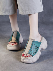 Women Summer Casual Leather Spliced Platfrom Slippers CV1033