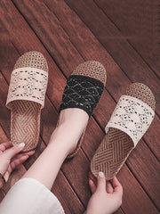 Women Summer Rattan Weaving Indoor Slippers ZZ1011