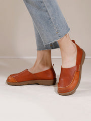 Women Summer Soft Leather Spliced Low-Heel Shoes AA1016