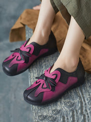 Women Artsy Colorblock Leather Butterfly Spliced Shoes UI1011