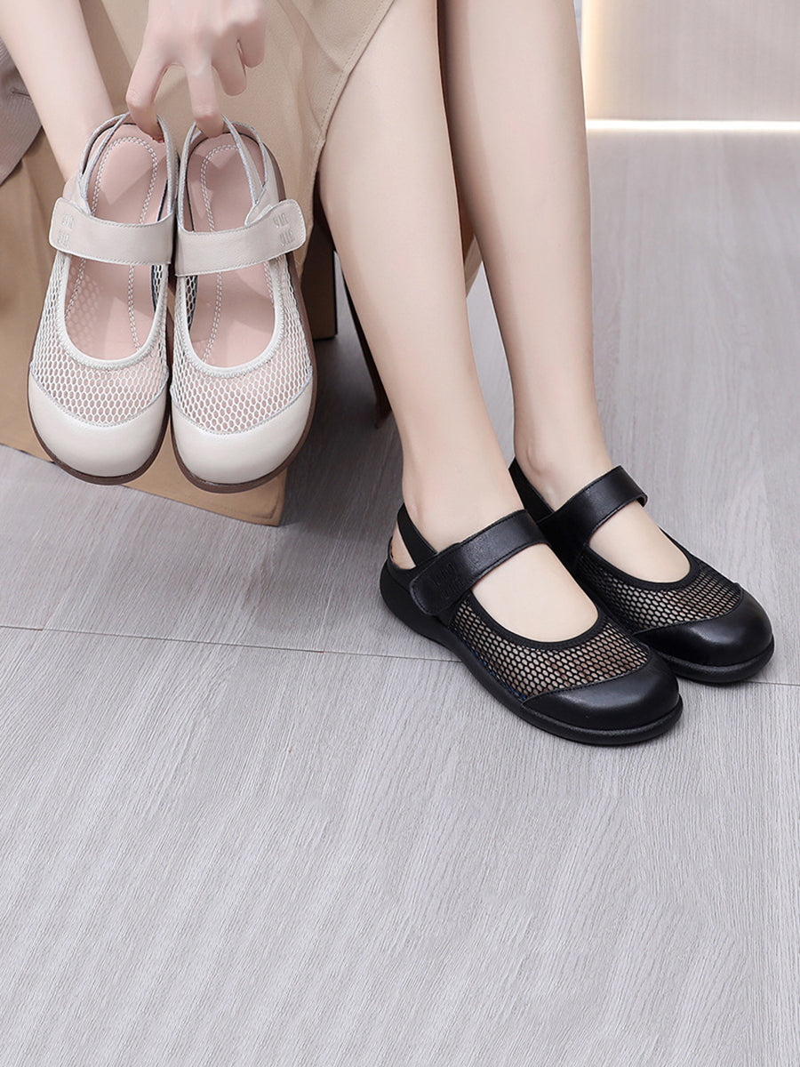 Women Summer Casual Solid Leather Low Heel Sandals AS1057