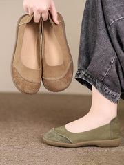 Women Summer Retro Leather Spliced Flat Shoes TY1031