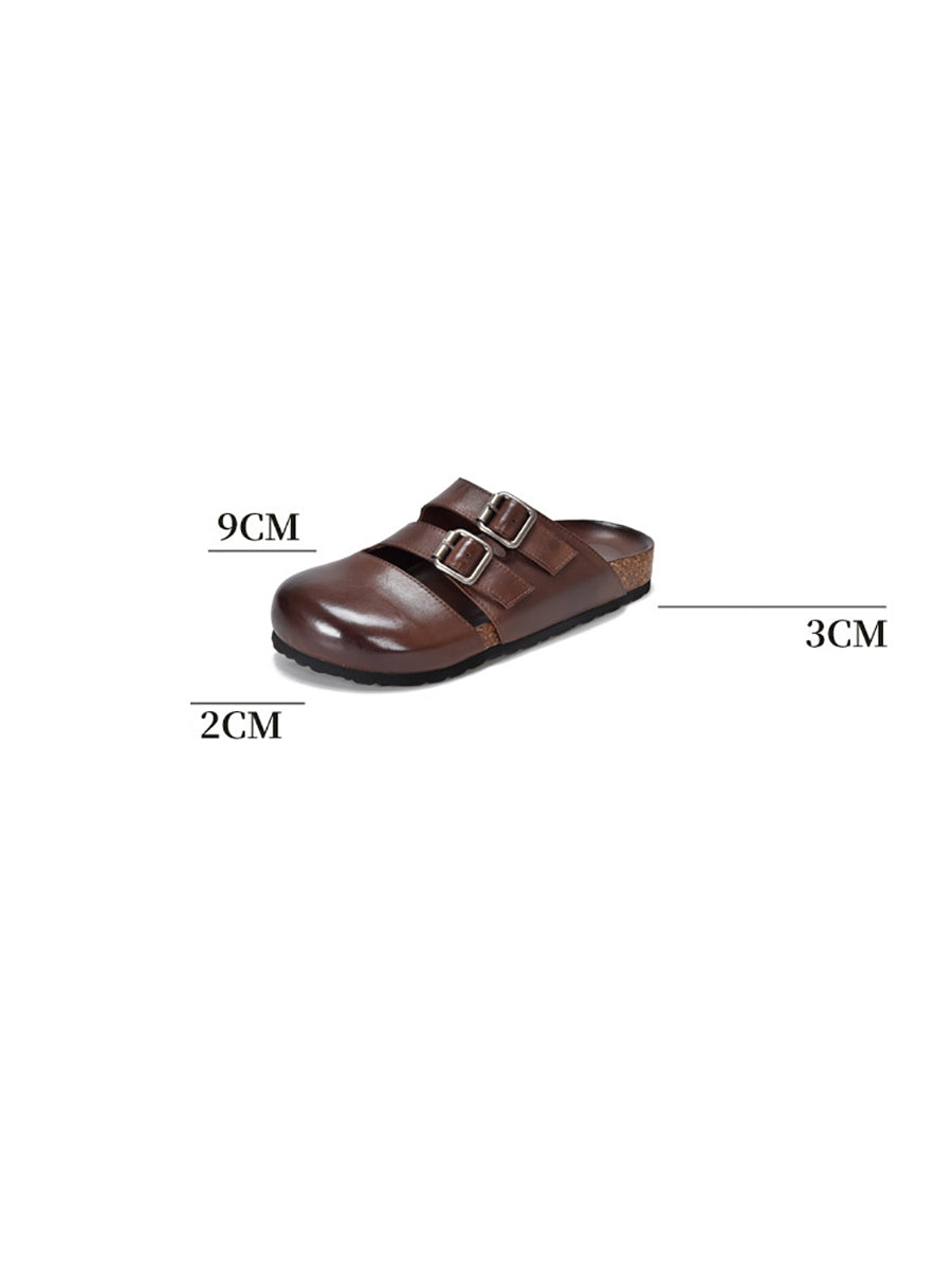 Women Summer Solid Leather Flat Birkenstock Slippers UI1024