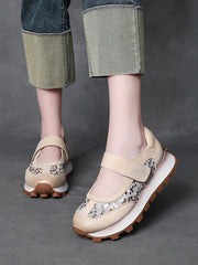 Women Summer Casual Leather Mesh Spliced Platform Shoes UI1028