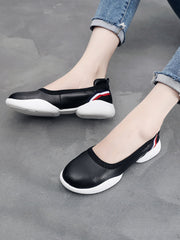 Women Summer Casual Leather Soft Spliced Flat Shoes UI1018