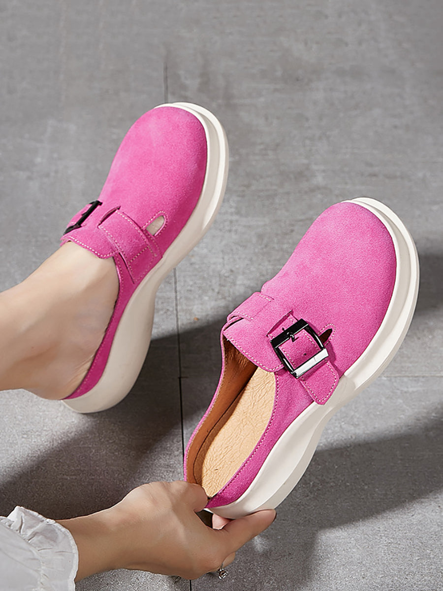 Women Summer Solid Casual Suded Leather Slippers AS1015