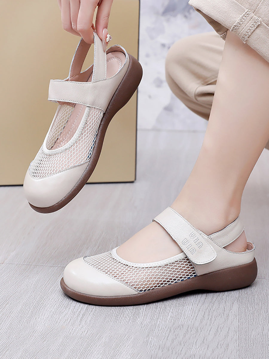 Women Summer Casual Solid Leather Low Heel Sandals AS1057