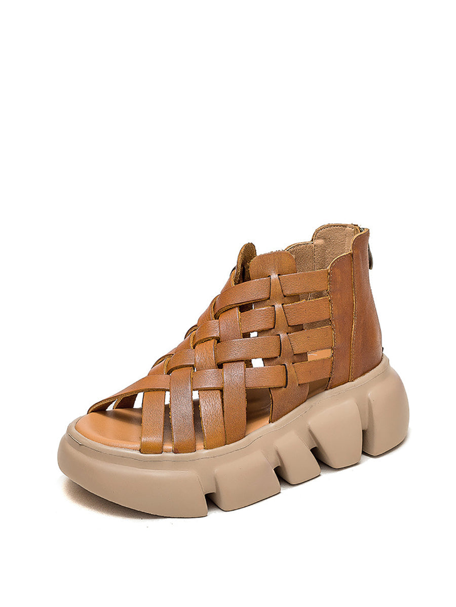 Women Summer Leather Weave Platform Sandals AS1016