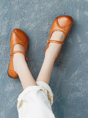 Women Summer Vintage Leather Spliced Soft Shoes ZZ1038