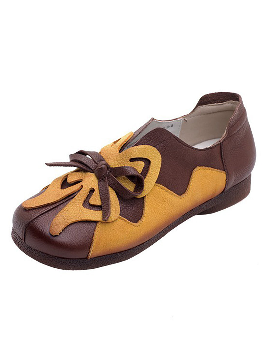 Women Artsy Colorblock Leather Butterfly Spliced Shoes UI1011