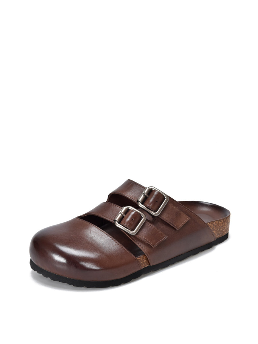 Women Summer Solid Leather Flat Birkenstock Slippers UI1024