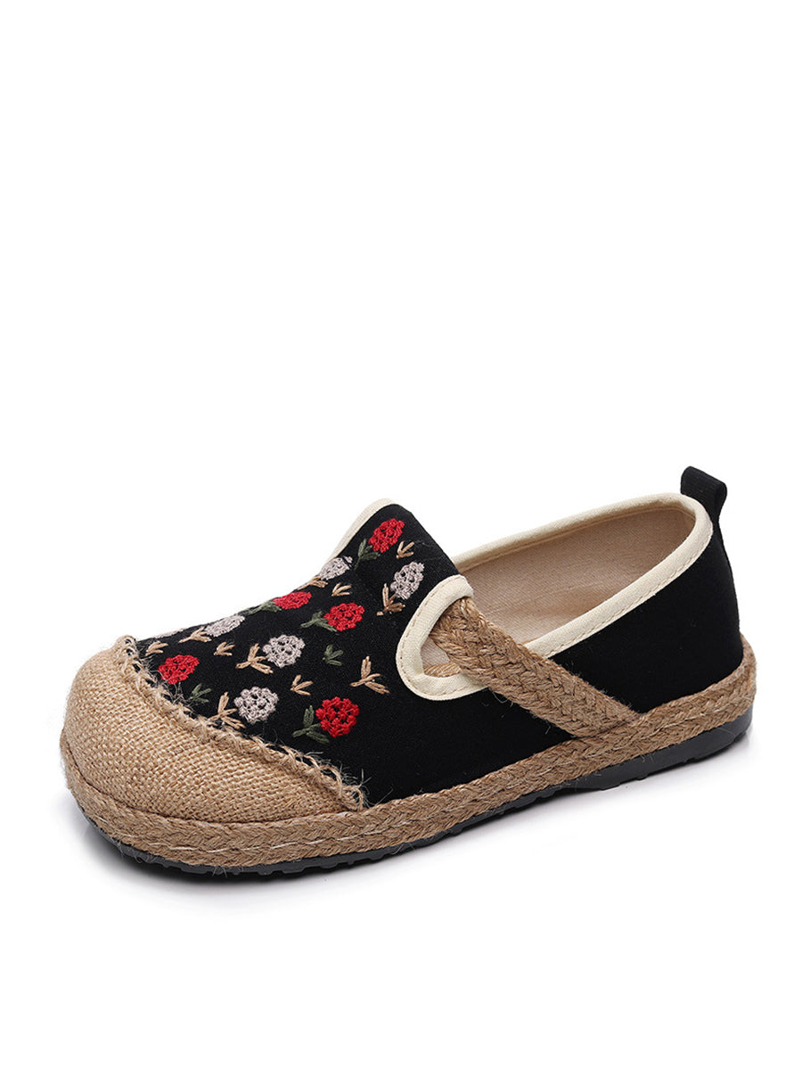 Women Summer Artsy Embroidery Linen Cotton Shoes ZZ1005