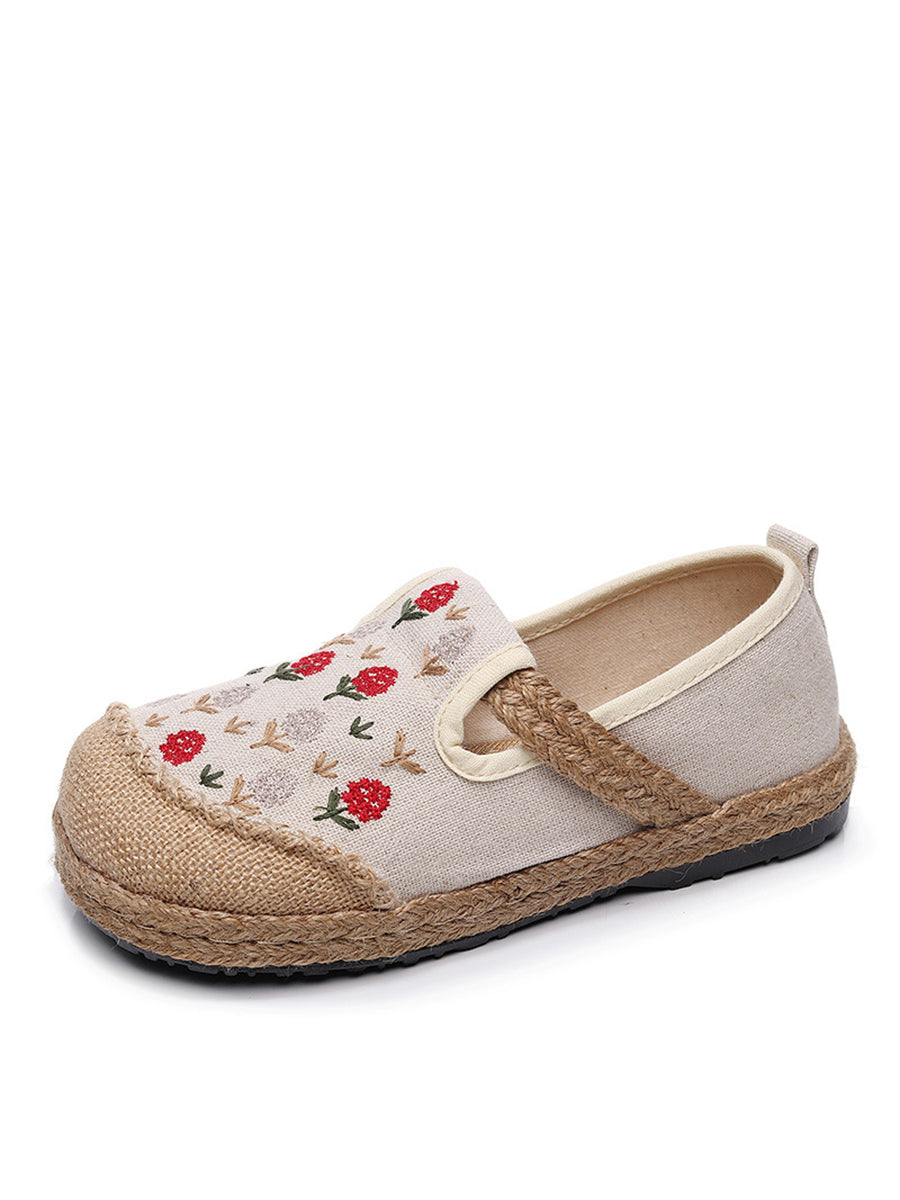 Women Summer Artsy Embroidery Linen Cotton Shoes BN1034