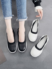 Women Summer Casual Leather Solid Low-Heel Shoes UI1017