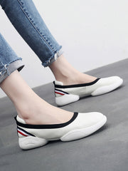 Women Summer Casual Leather Soft Spliced Flat Shoes UI1018