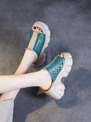 Women Summer Casual Leather Spliced Platfrom Slippers CV1033