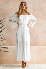 Allison Crochet Off The Shoulder Maxi Dress - Ivory