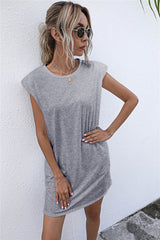 Hilton Cotton Blend Padded T-Shirt Dress - Heather Grey - FINAL SALE