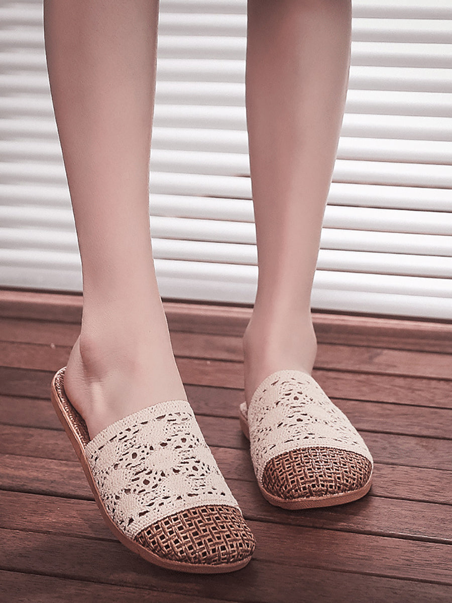 Women Summer Rattan Weaving Indoor Slippers ZZ1011