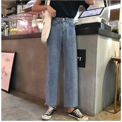 High Waist Retro Classic Blue Long Jeans Pants