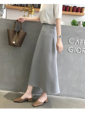 High Waist Glossy Long Satin Office Skirts