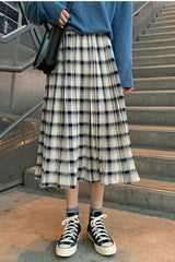 High Waist A-Line Plaid Pleated Summer Skirts