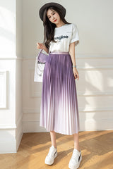 High Waist Pleated Gradient Colors Skirts