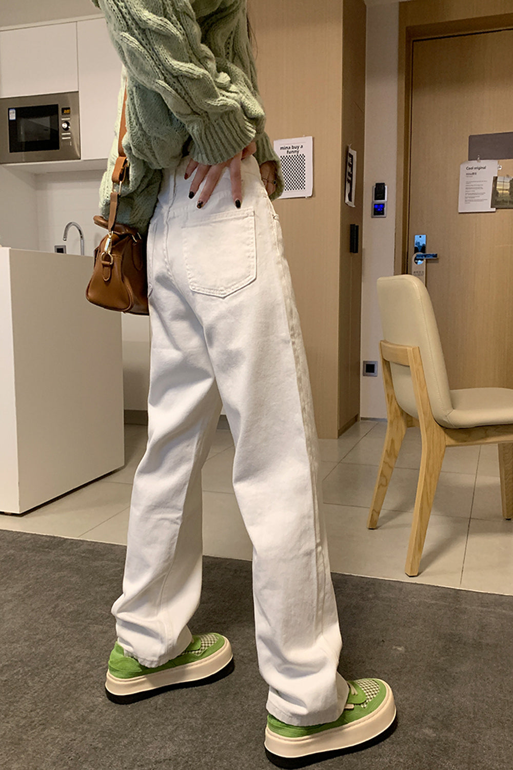 High Waist Vintage White Long Jeans Pants