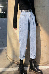 High Waist Long Slim Jeans Pants