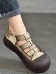 Women Casual Summer Genuine Leather Platform Shoes AA1019