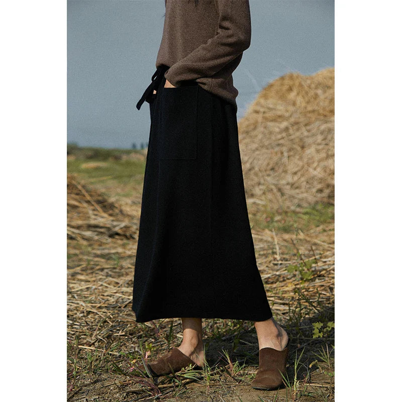 Autumn Winter Long Loose Comfortable Wool Skirt