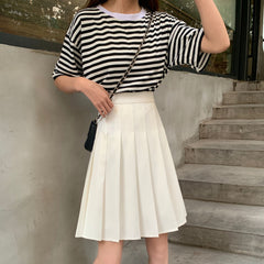 High Waist Knee Length Pleated Skirts