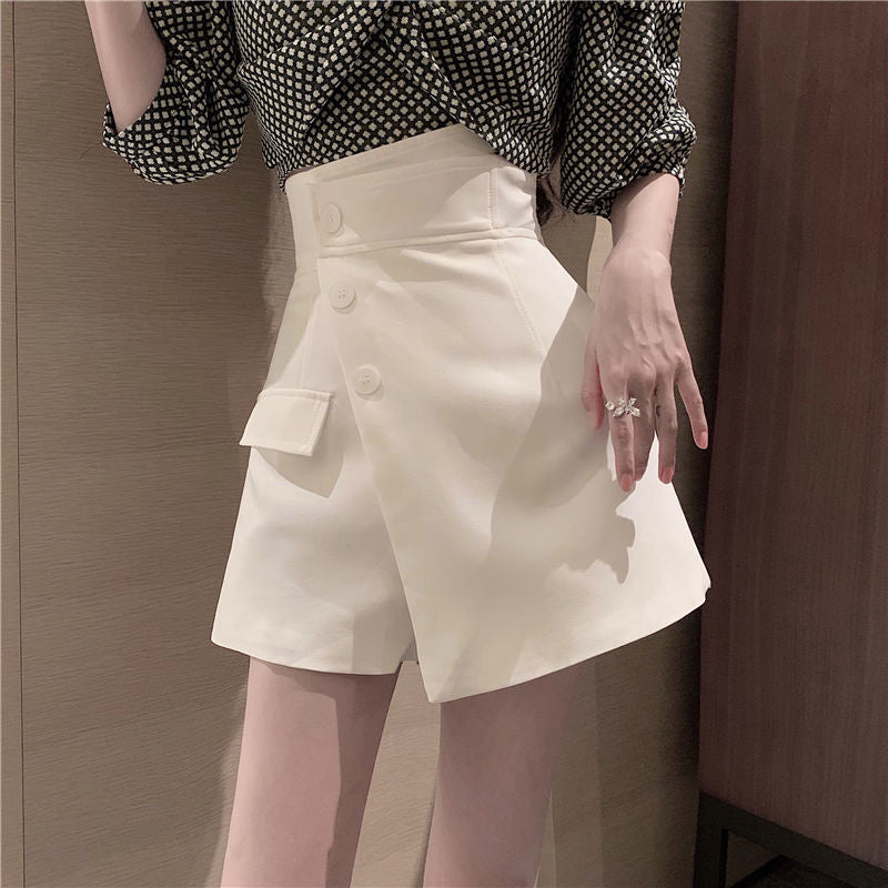 High Waist Slim Asymmetrical Elegant Shorts