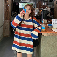 Long Sleeve Colors Striped Casual Sweatshirt