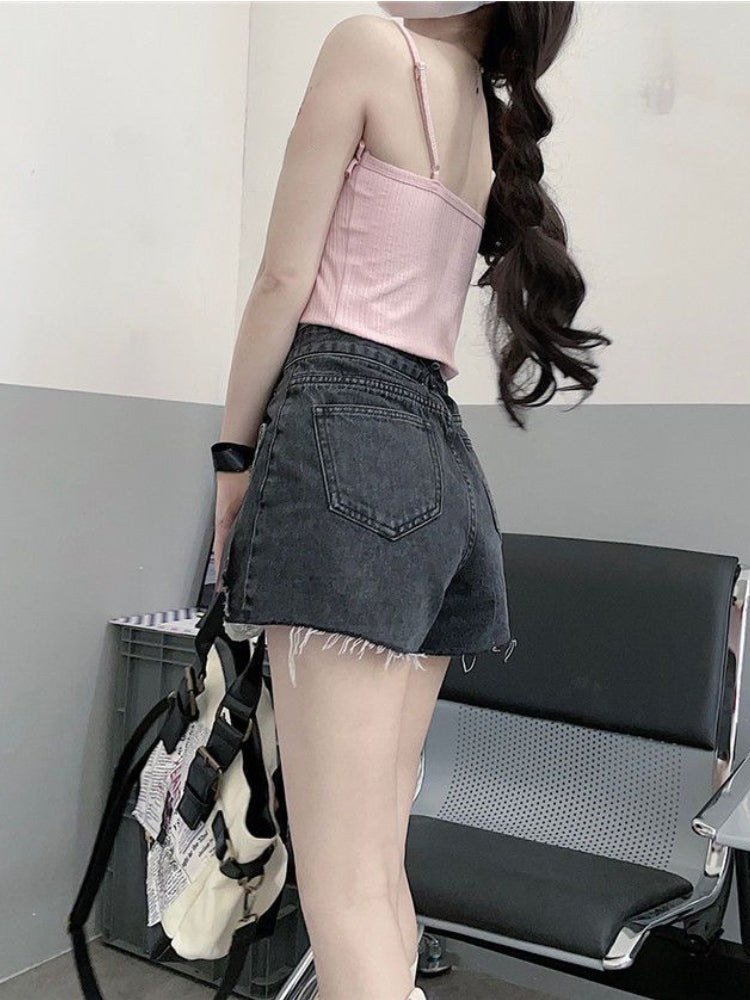 High Waist Extra Bow Denim Shorts Jeans