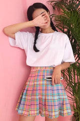 High Waist Cute Pastel Rainbow Mini Skirts