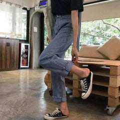 High Waist Retro Classic Blue Long Jeans Pants