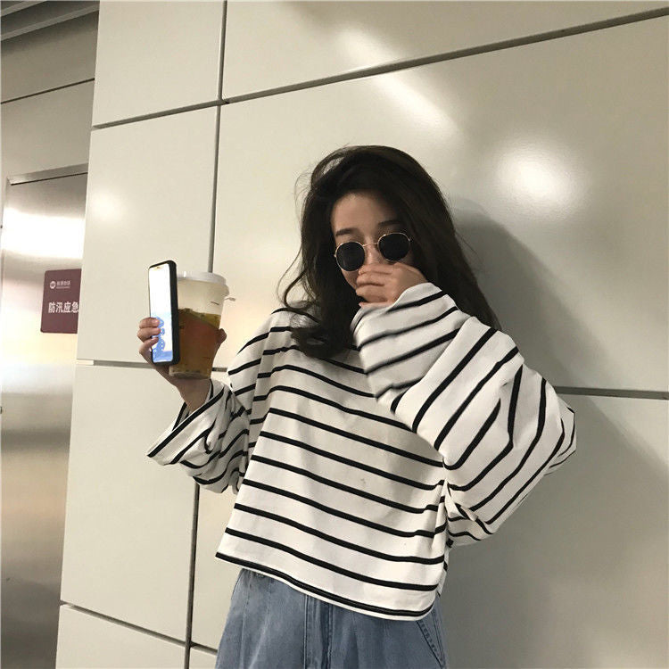 Long Sleeve Striped Loose Shirt