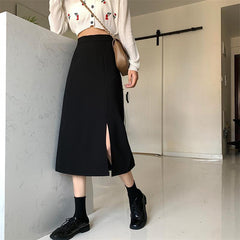 High Waist A-Line Split Long Skirts