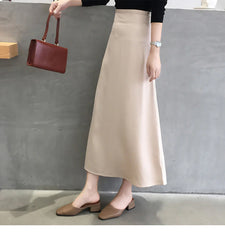 High Waist Glossy Long Satin Office Skirts