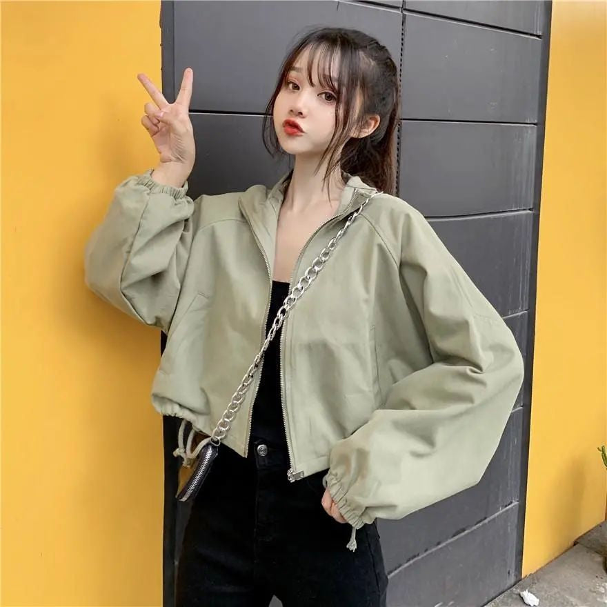 Long Sleeve Simple Design Cropped Jackets