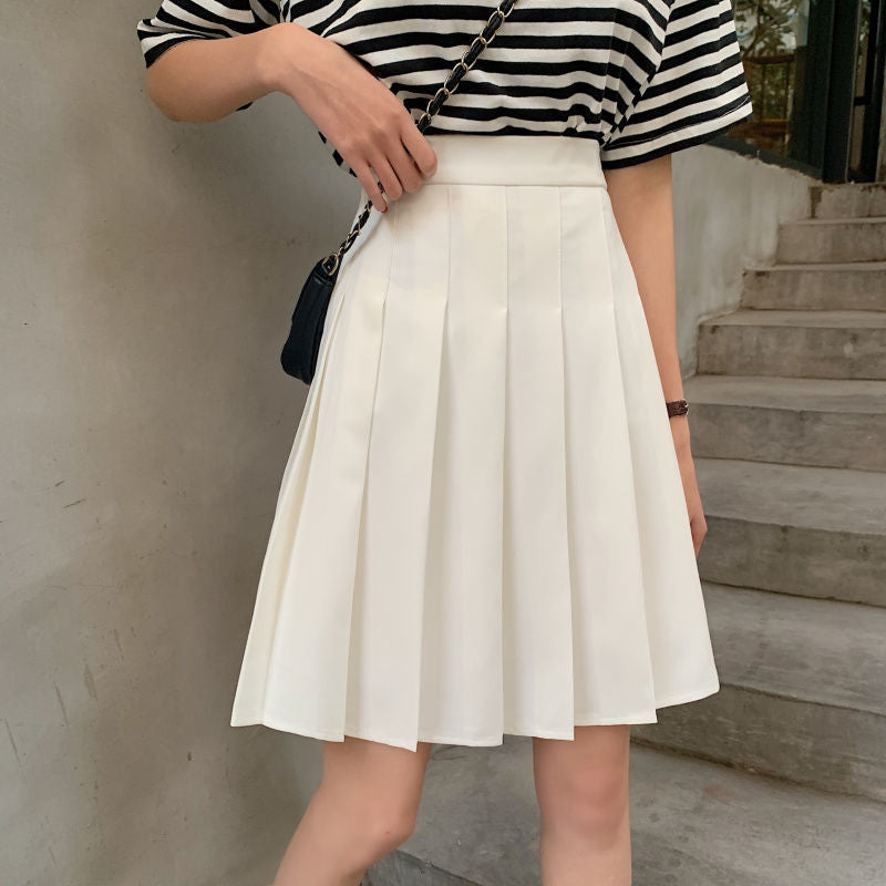 High Waist Knee Length Pleated Skirts