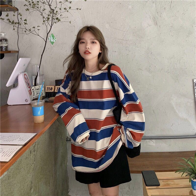 Long Sleeve Colors Striped Casual Sweatshirt