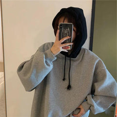 Long Sleeve Two Colors Combination Hoodie