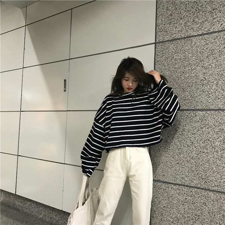 Long Sleeve Striped Loose Shirt