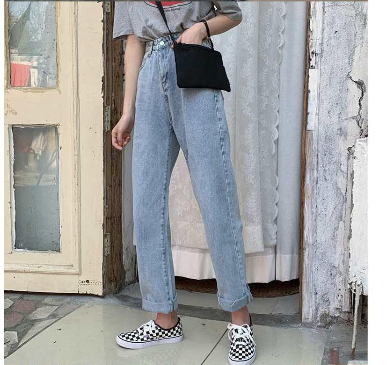 High Waist Retro Classic Blue Long Jeans Pants