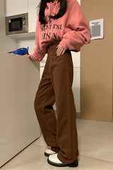 High Waist Vintage Brown Long Jeans Pants