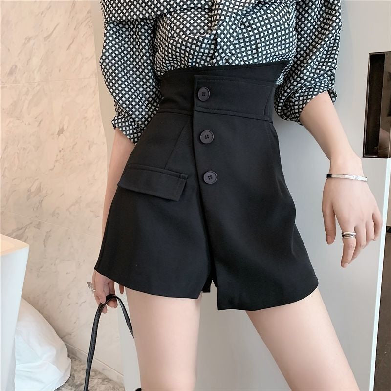 High Waist Slim Asymmetrical Elegant Shorts