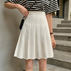 High Waist Knee Length Pleated Skirts