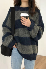 Long Sleeve O-Neck Knitted Striped Sweater